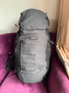 Carry-on bag front packed for an international flight