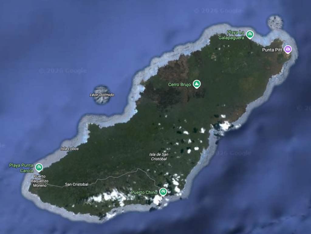 Map extract of San Cristobal Island, Galapagos